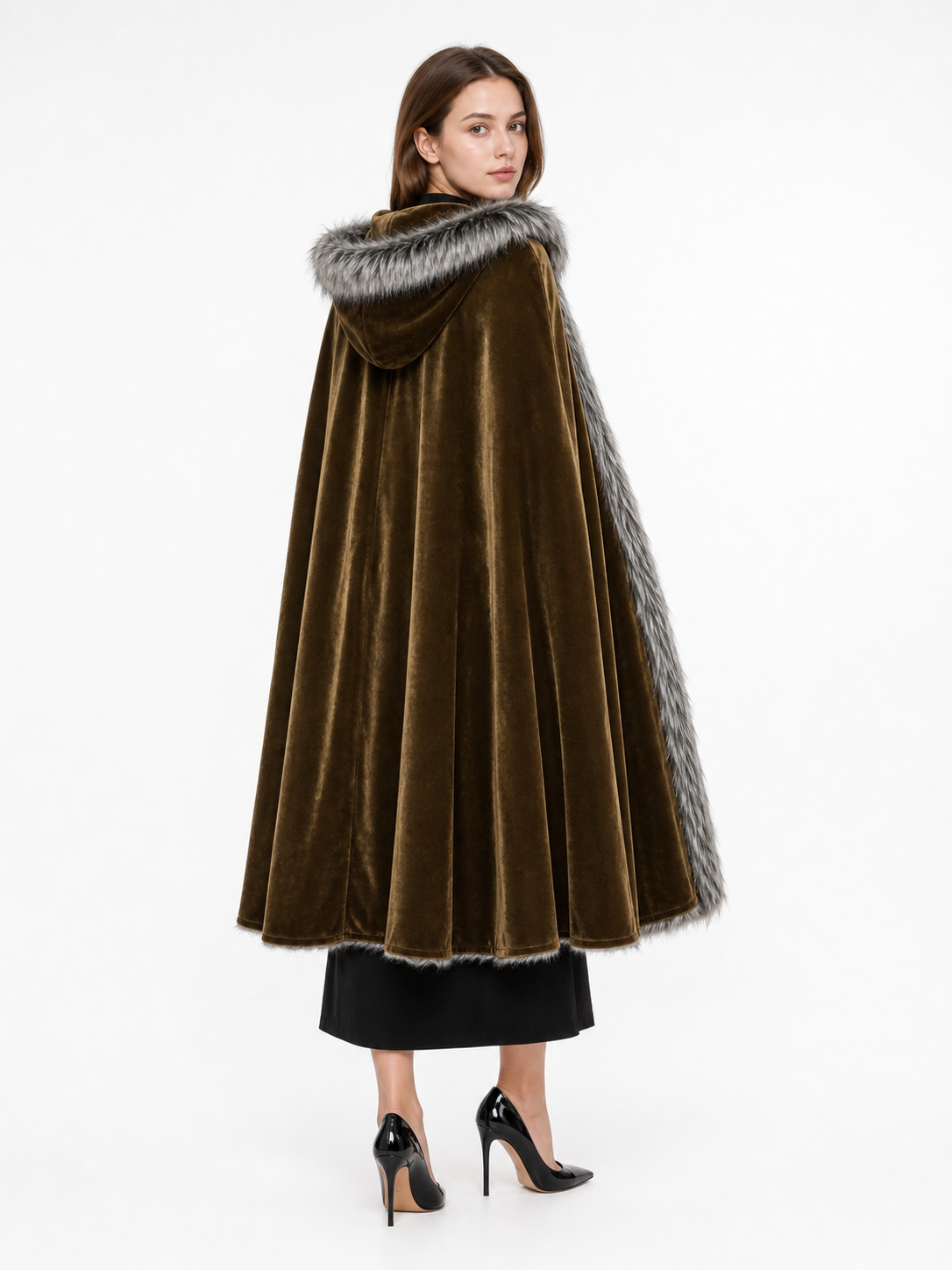 Brown Carnival Cloak with Hood