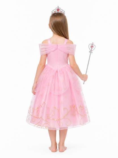 Princess Dress with Crown and Magic Wand back view