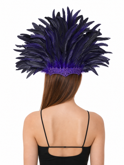 Carnival Feather Headpiece with Mask
