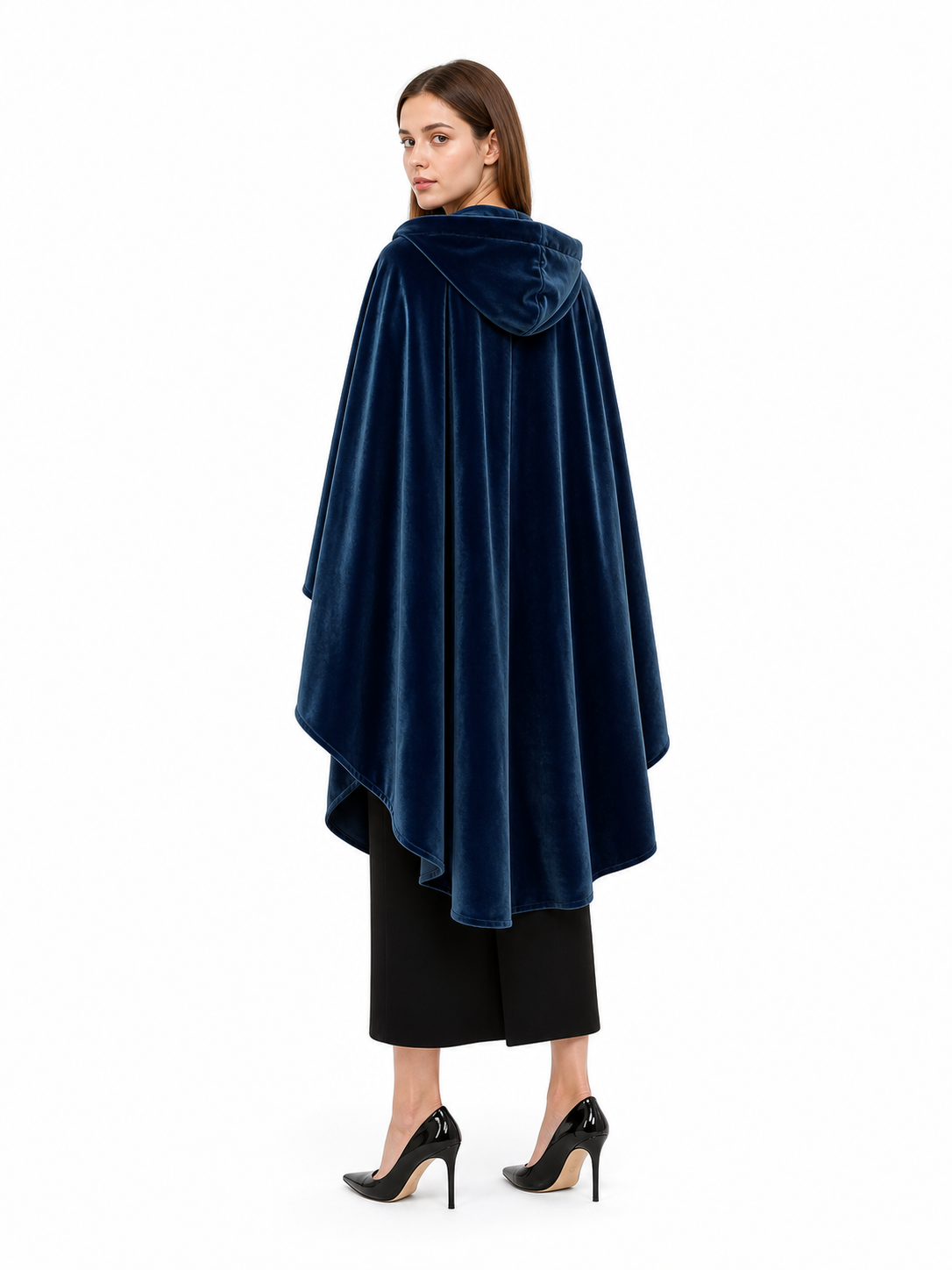 Dark Blue Medieval Hooded Costume Cloak