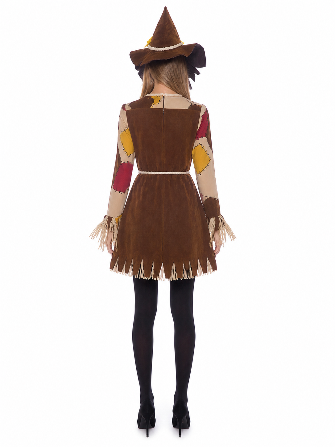 Witch Costume with Pointed Hat and Fringe back view