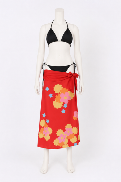 Floral Print Bikini with Skirt for Cosplay back view