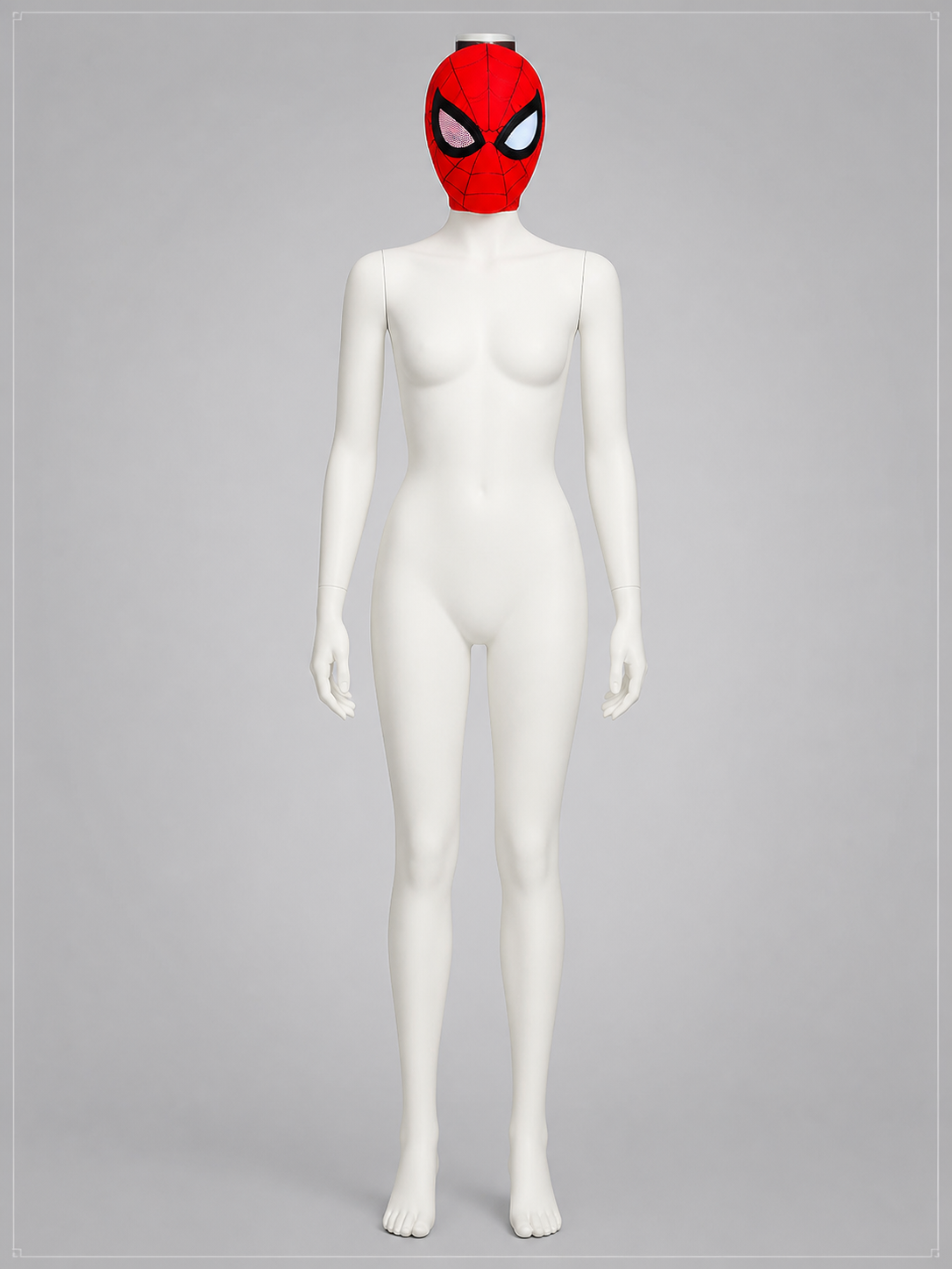 Red-and-Black Carnival Mask with White Mesh Eyes