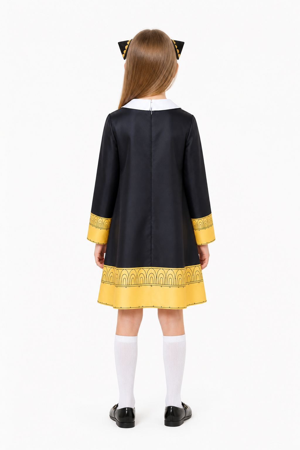 Anya Forger Cosplay Costume with Dress and Accessories back view