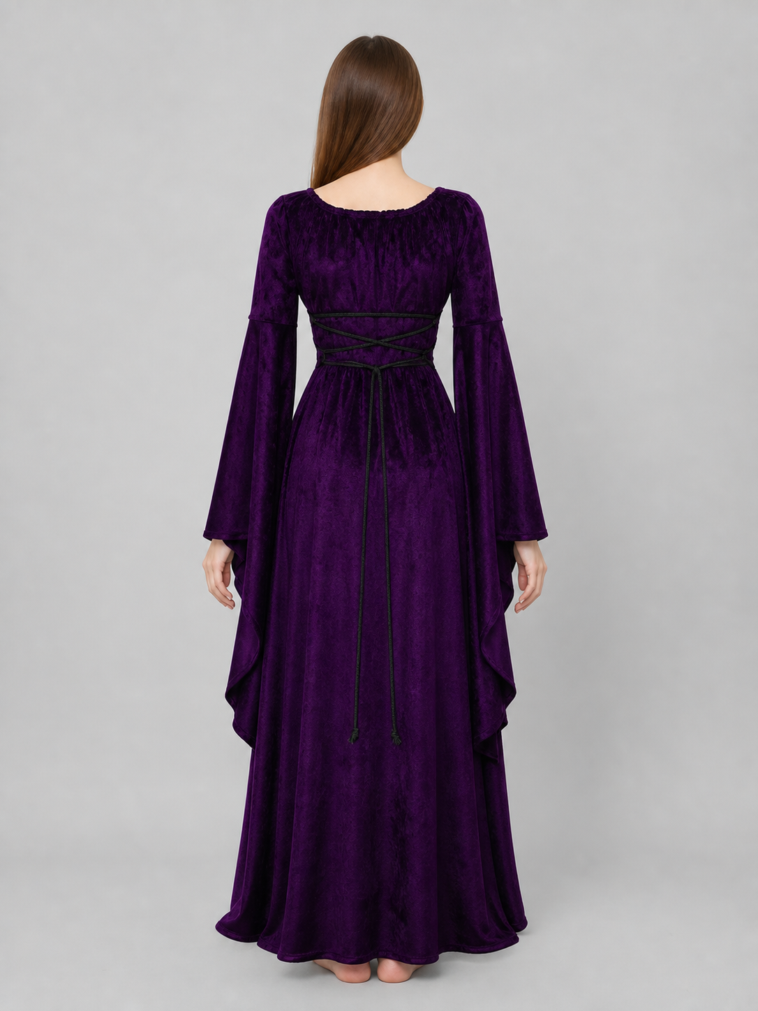 Floor-Length Gothic Dress with Corset Lacing