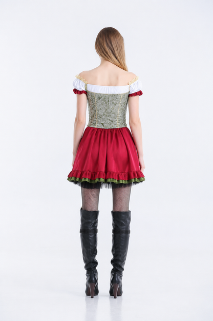 Short Bavarian Dress with Puff Sleeves back view