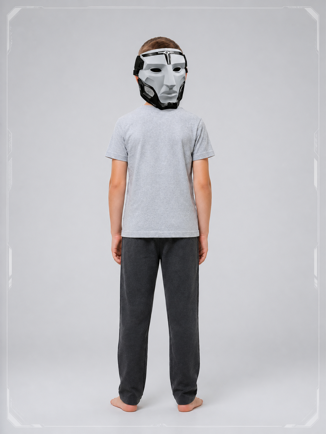 Gray Carnival Mask for Halloween and Cosplay back view 2