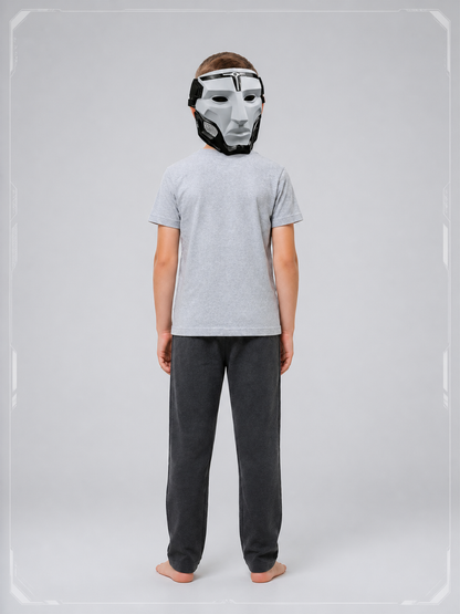 Gray Carnival Mask for Halloween and Cosplay back view 2