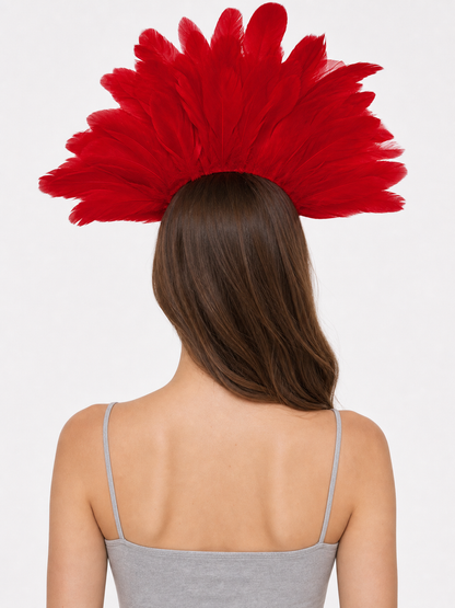 Red feather masquerade half mask product view 35