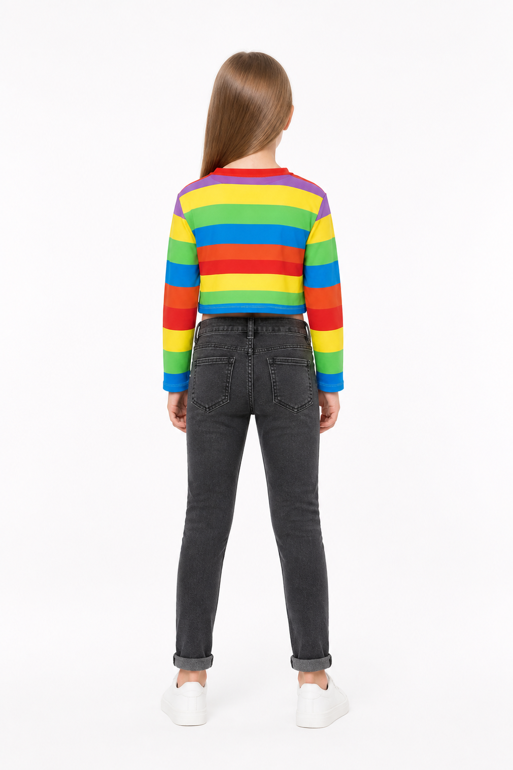 Children's long-sleeve shirt with colorful stripes from Inside Out 2 back view