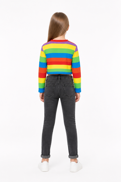 Children's long-sleeve shirt with colorful stripes from Inside Out 2 back view