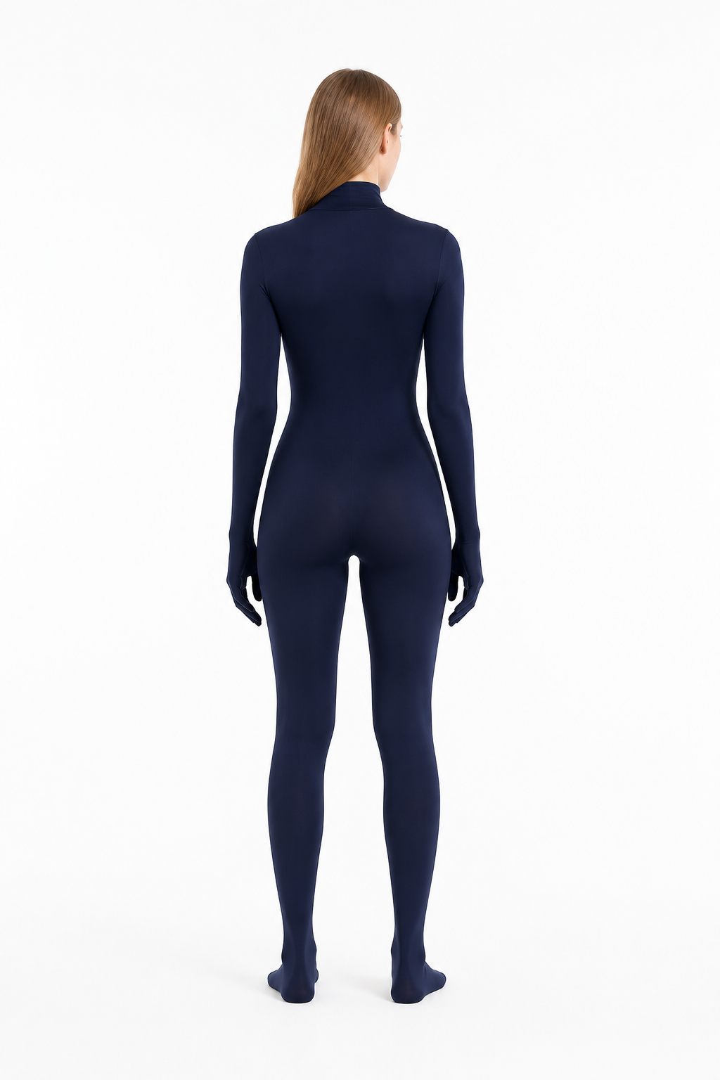 Fitted Zentai Bodysuit with Covered Hands and Feet back view