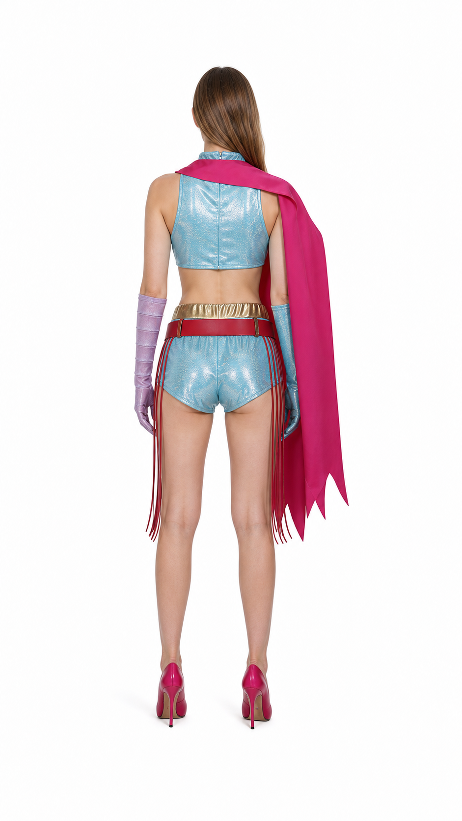 Cosplay Costume Top and Shorts with Accessories back view