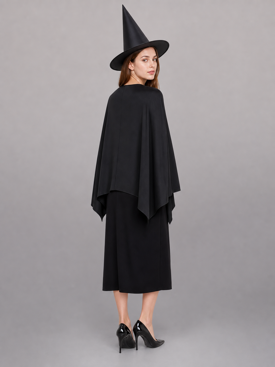 Witch Costume with Pointed Hat, Black