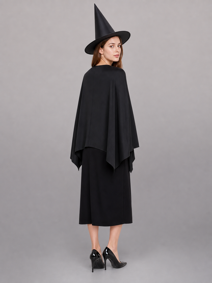 Witch Costume with Pointed Hat, Black