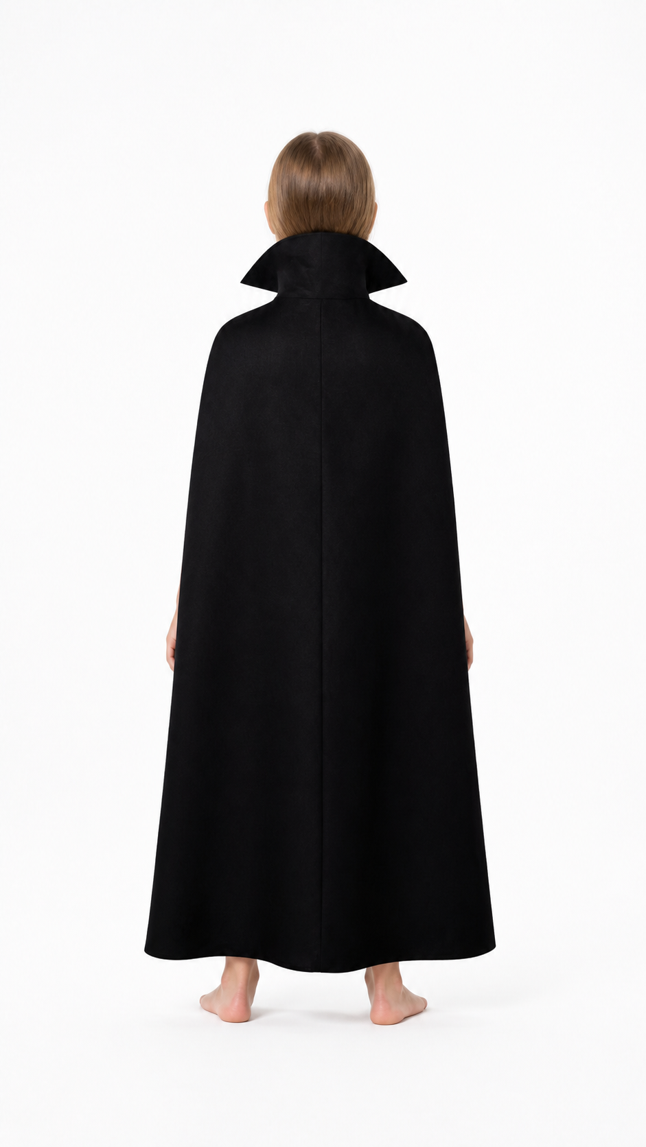 Black Vampire Cloak with High Collar back view