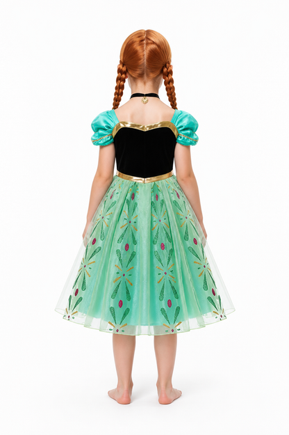Princess Anna Costume with Wig and Necklace back view