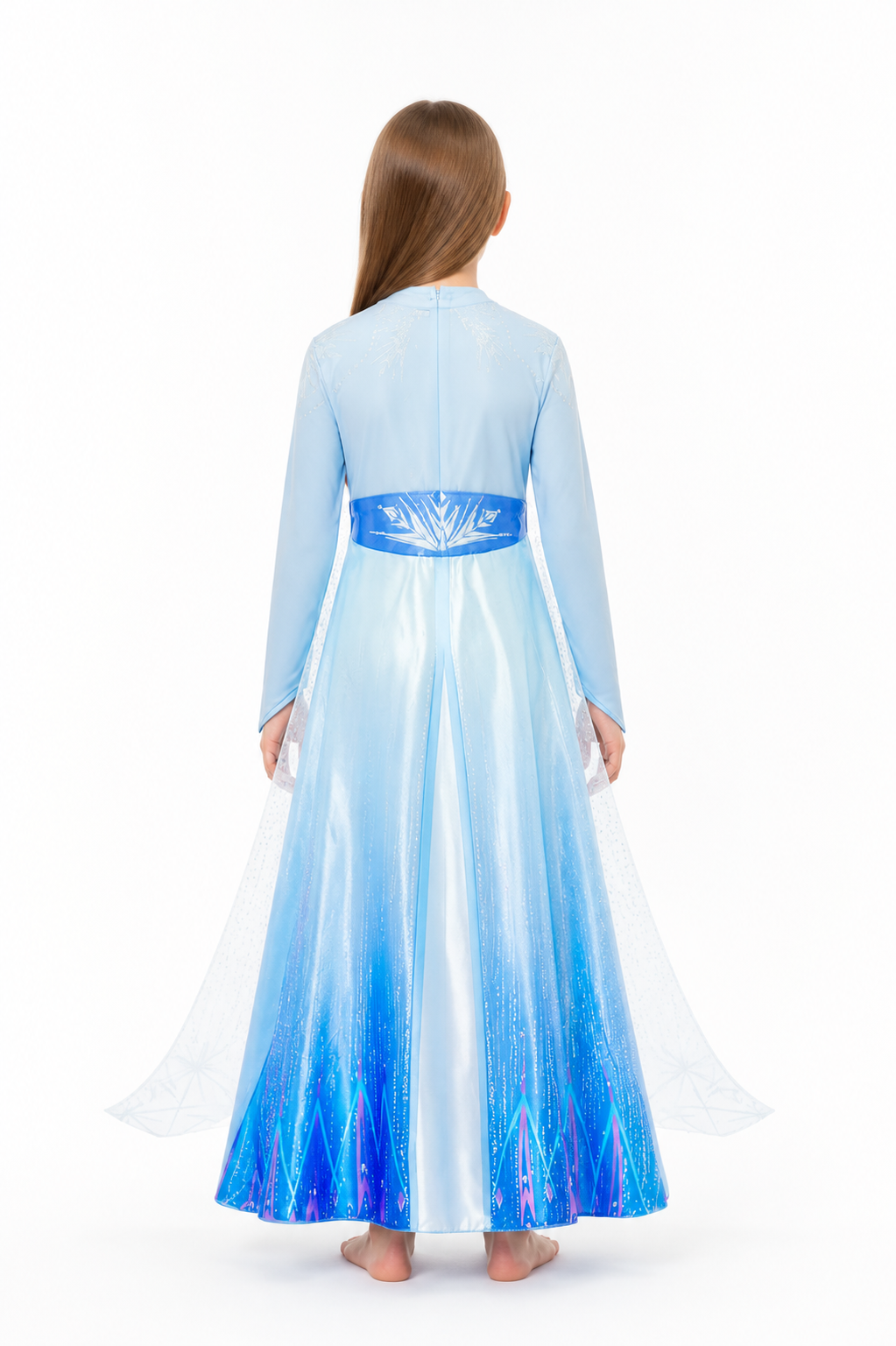 Children's Blue Long-Sleeve Dress Costume back view