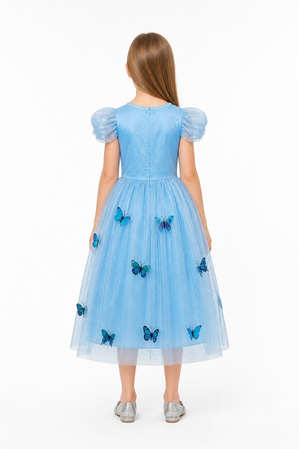 Princess Dress with Butterflies and a Full Skirt for Halloween back view