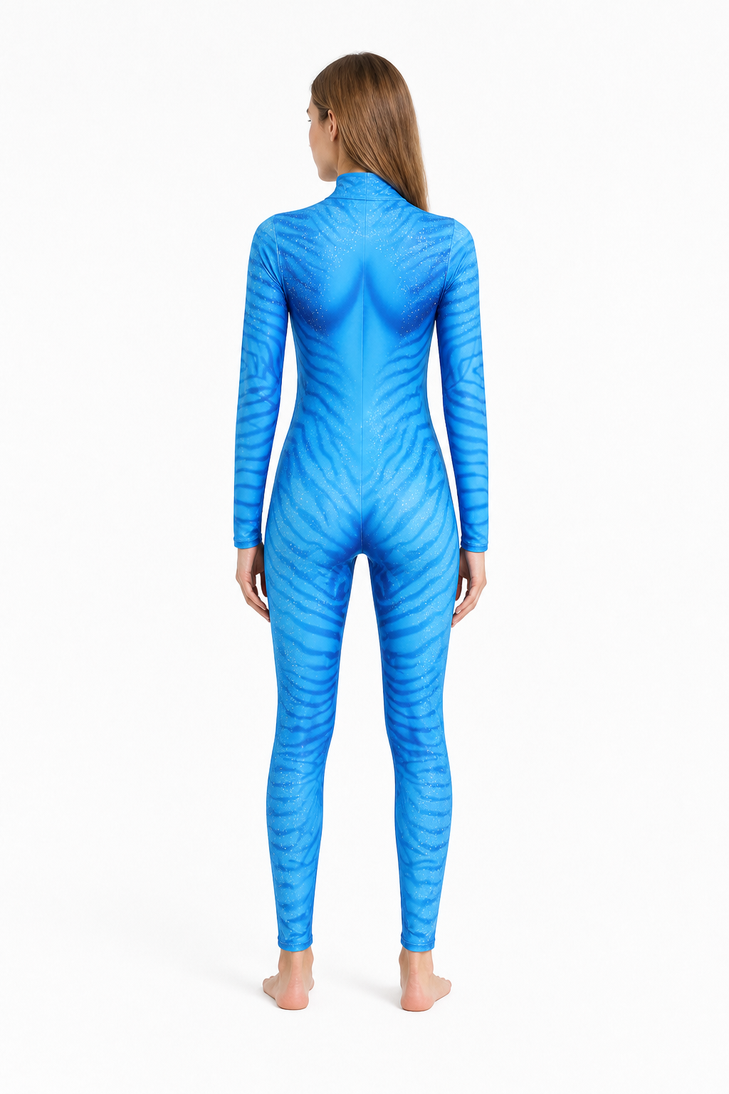 Blue Avatar Jumpsuit with Body Print for Cosplay back view