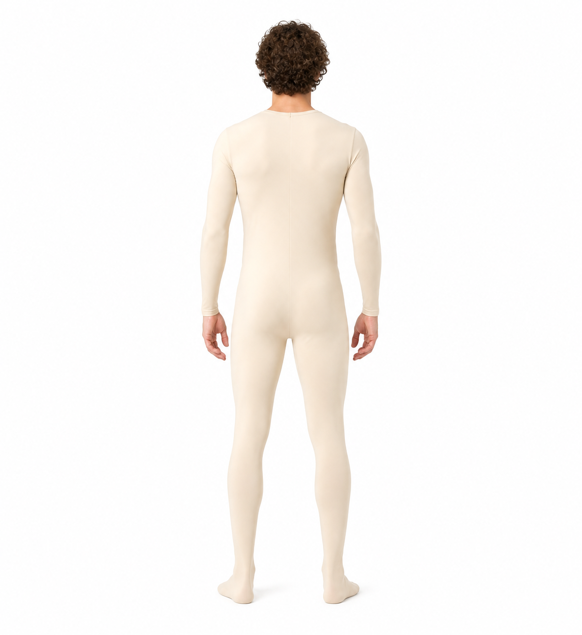 Fitted Zentai jumpsuit with covered feet back view