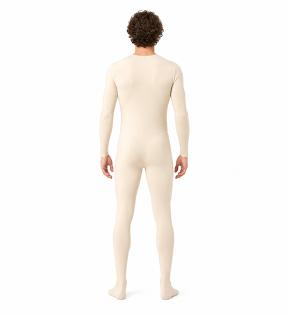 Fitted Zentai jumpsuit with covered feet back view