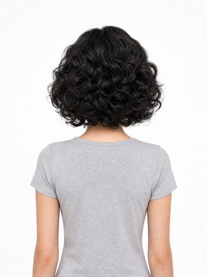 Black carnival wig with voluminous curls