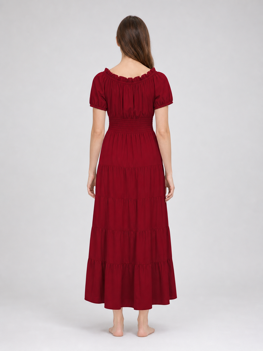 Burgundy Renaissance-Style Maxi Dress