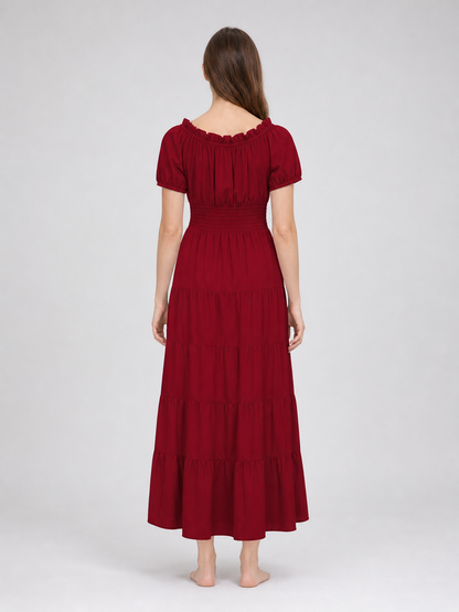 Burgundy Renaissance-Style Maxi Dress