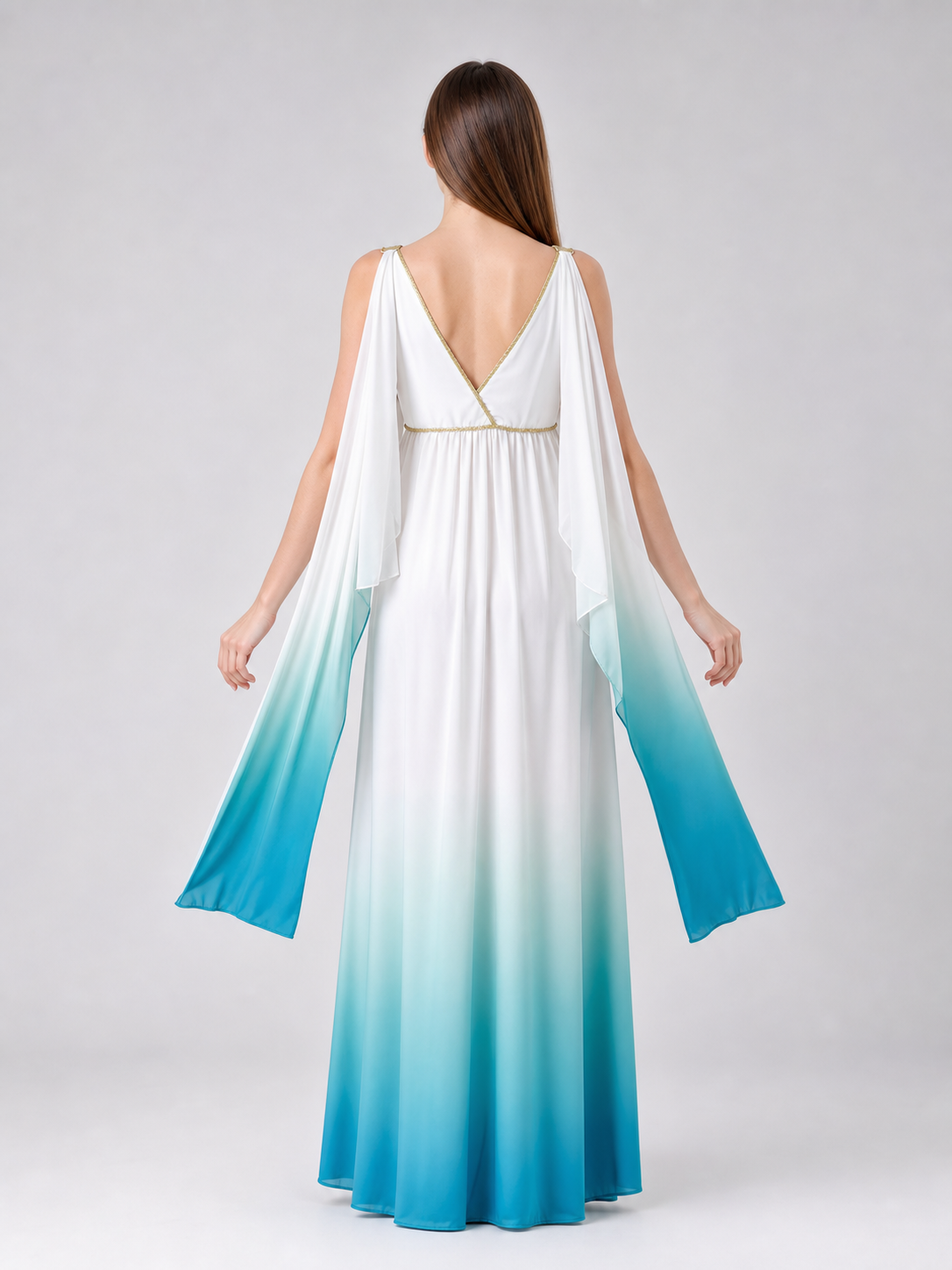 Gradient Maxi Dress with Gold Trim