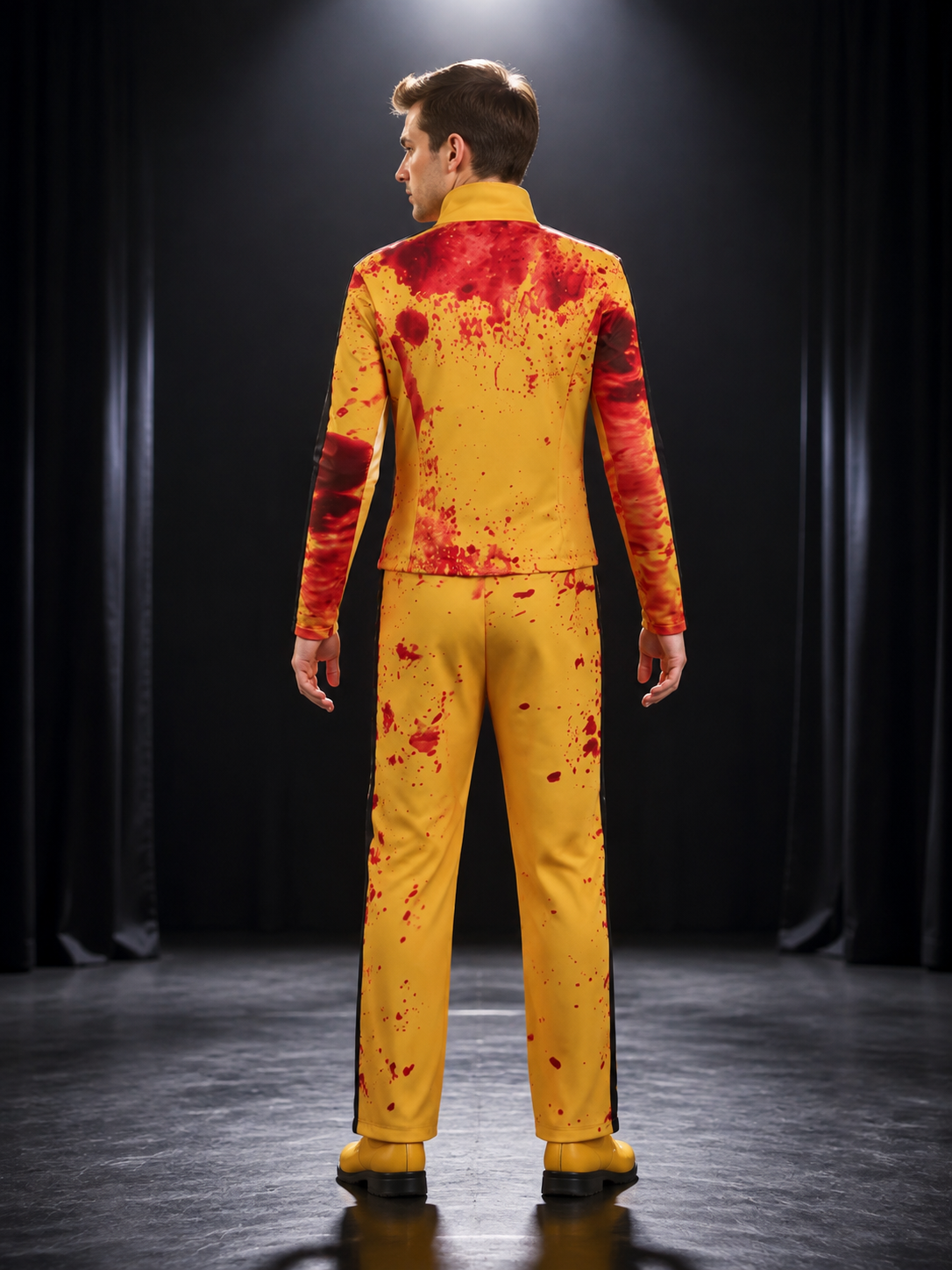 Kill Bill Yellow Cosplay Costume with Blood Print back view