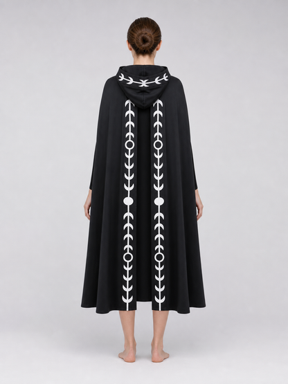 Black Hooded Cape, Medieval Style