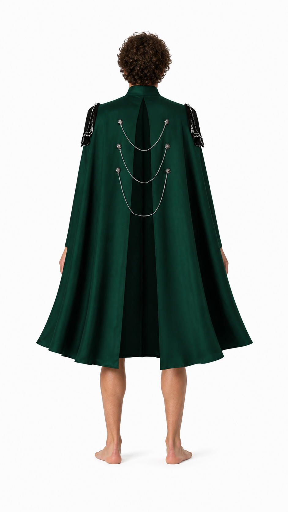 Gothic Cape with Chains and Stand-Up Collar back view