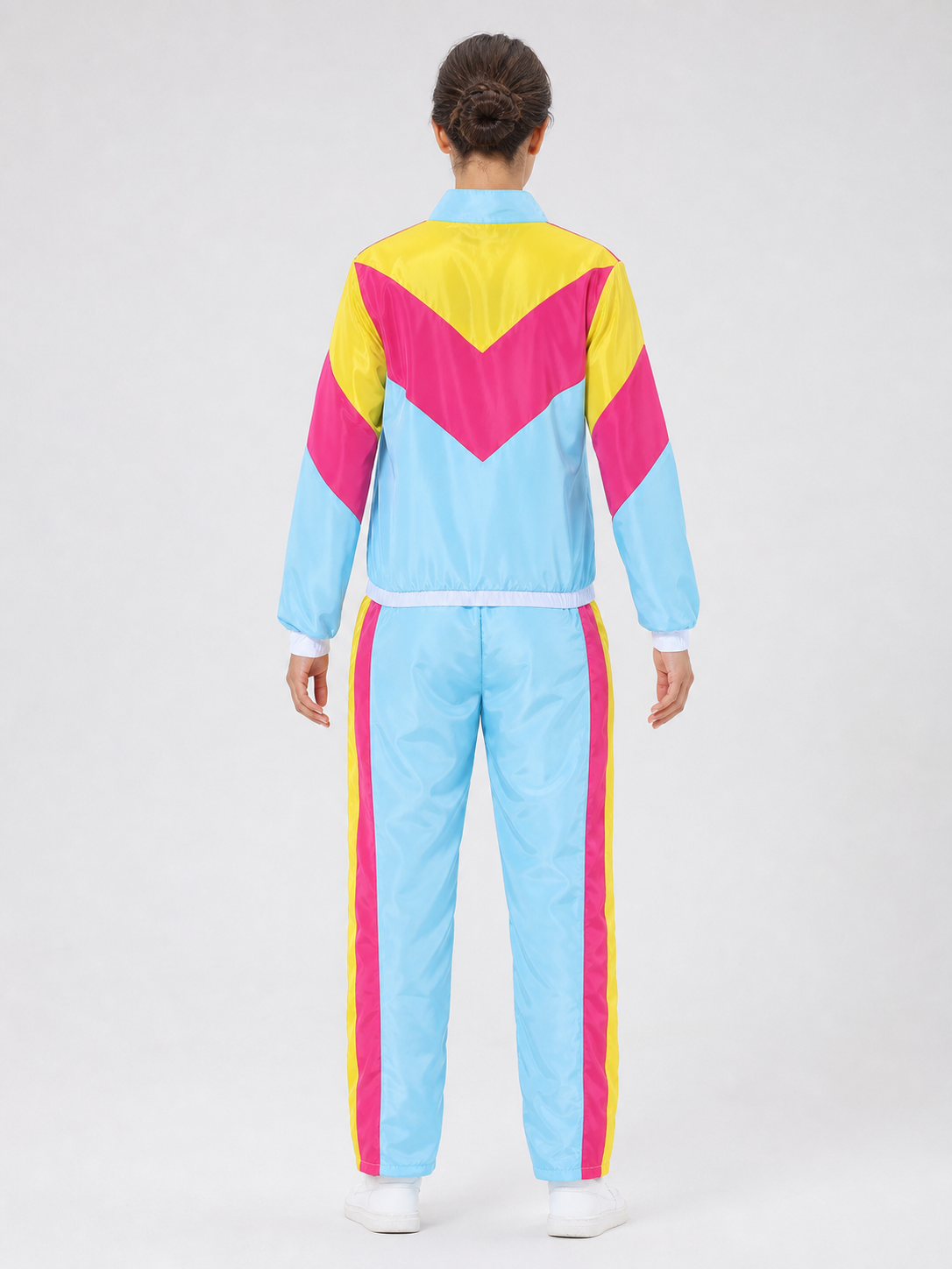 Two-Piece Stage Costume with Geometric Color Blocking