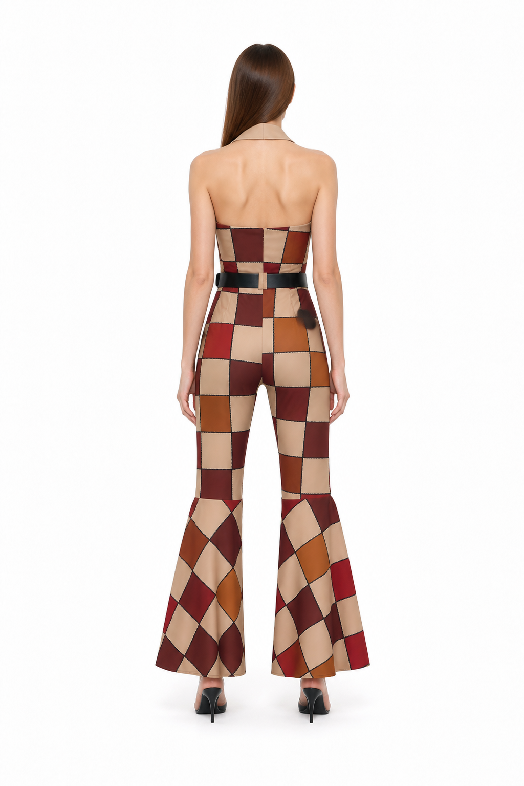 Jumpsuit with Geometric Print and Flared Pants back view