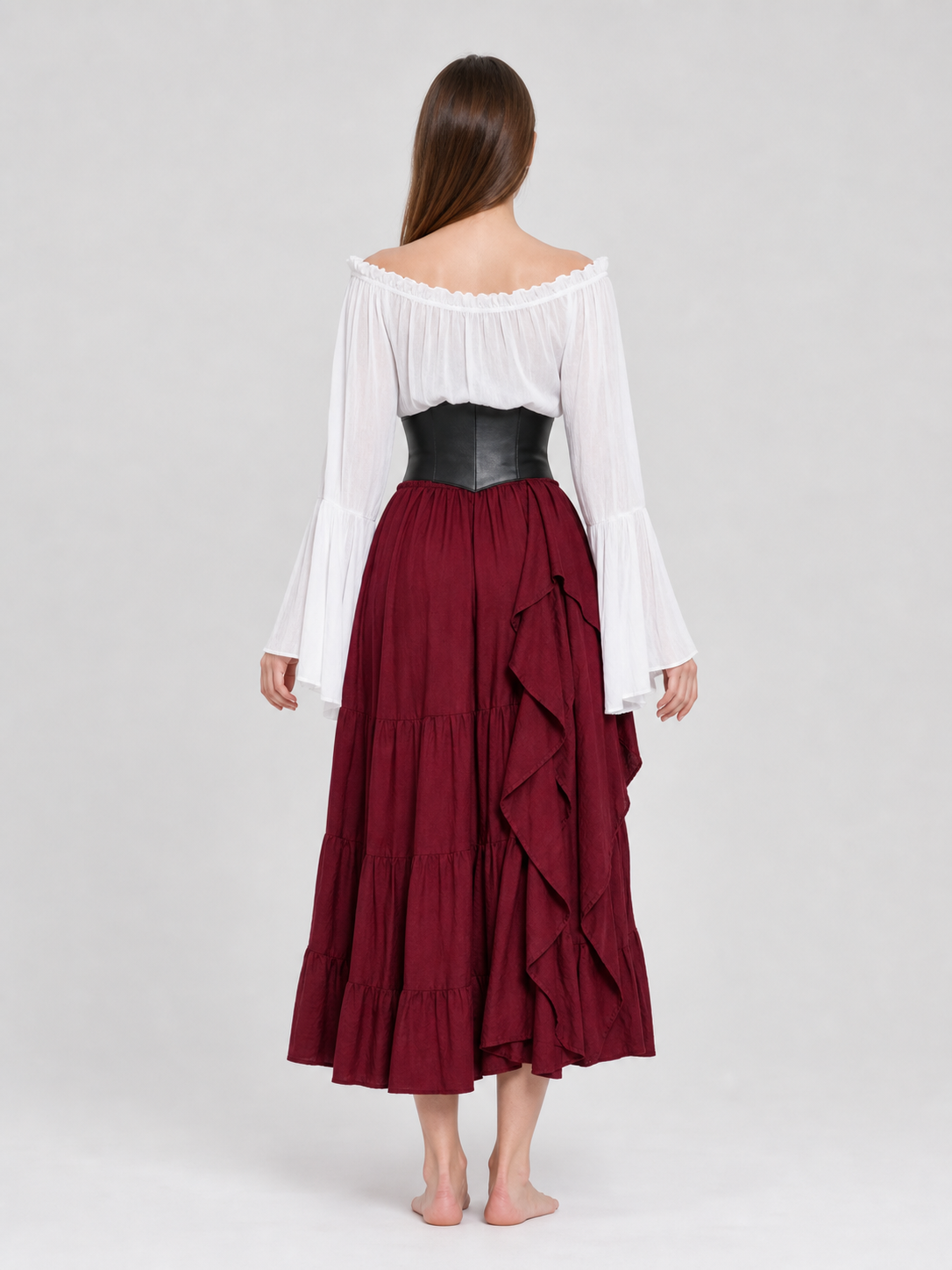 Gothic Costume with Corset and Tiered Skirt