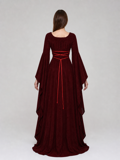 Maxi Dress with Corset Lacing and Ruffles