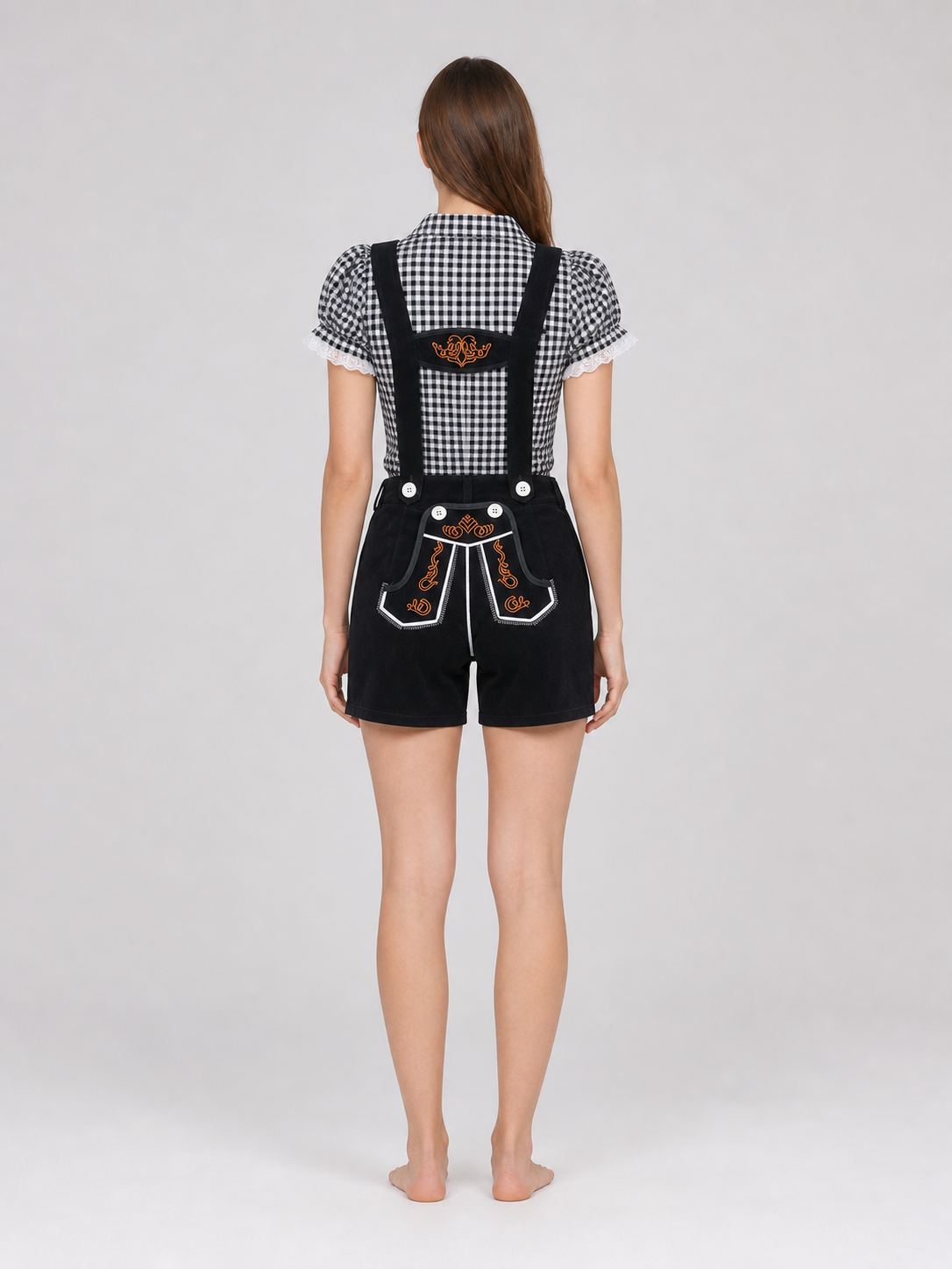 Children's Set: Plaid Shirt and Suspender Shorts