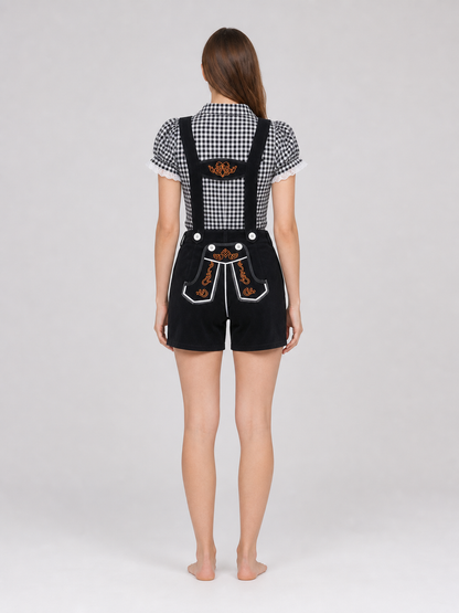 Children's Set: Plaid Shirt and Suspender Shorts
