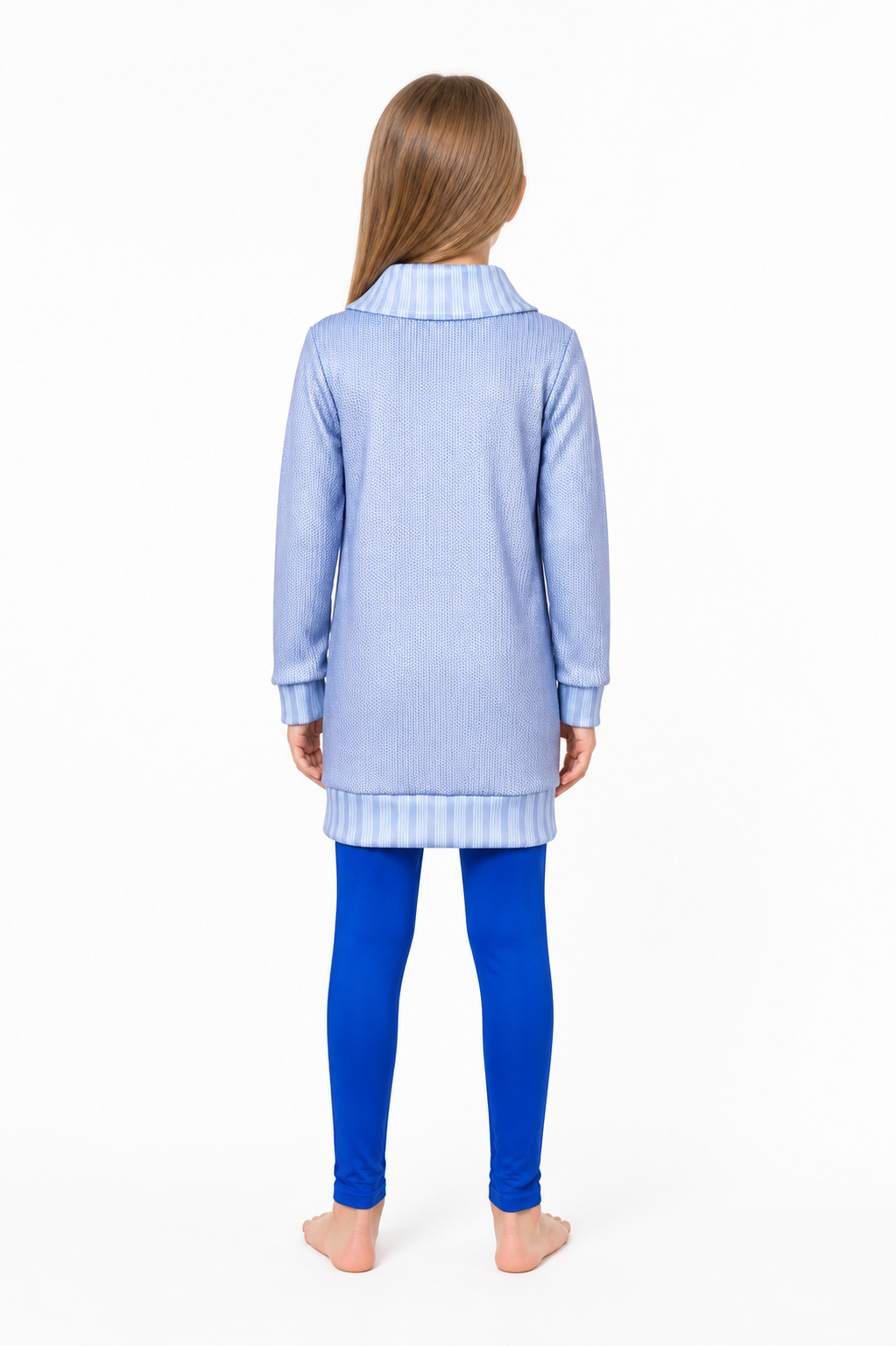 Children’s Joy Costume from Inside Out 2: Light Blue Top and Pants back view