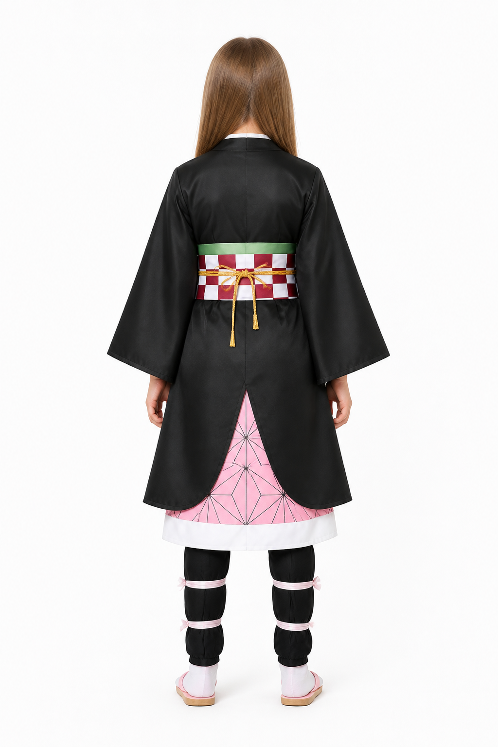 Nezuko Cosplay Costume, Kimono with Pink Pattern back view