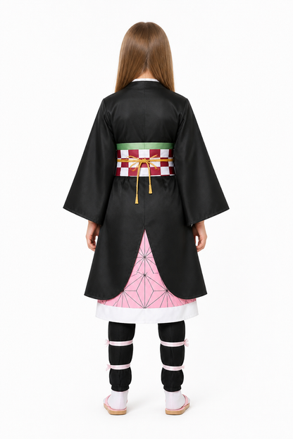 Nezuko Cosplay Costume, Kimono with Pink Pattern back view