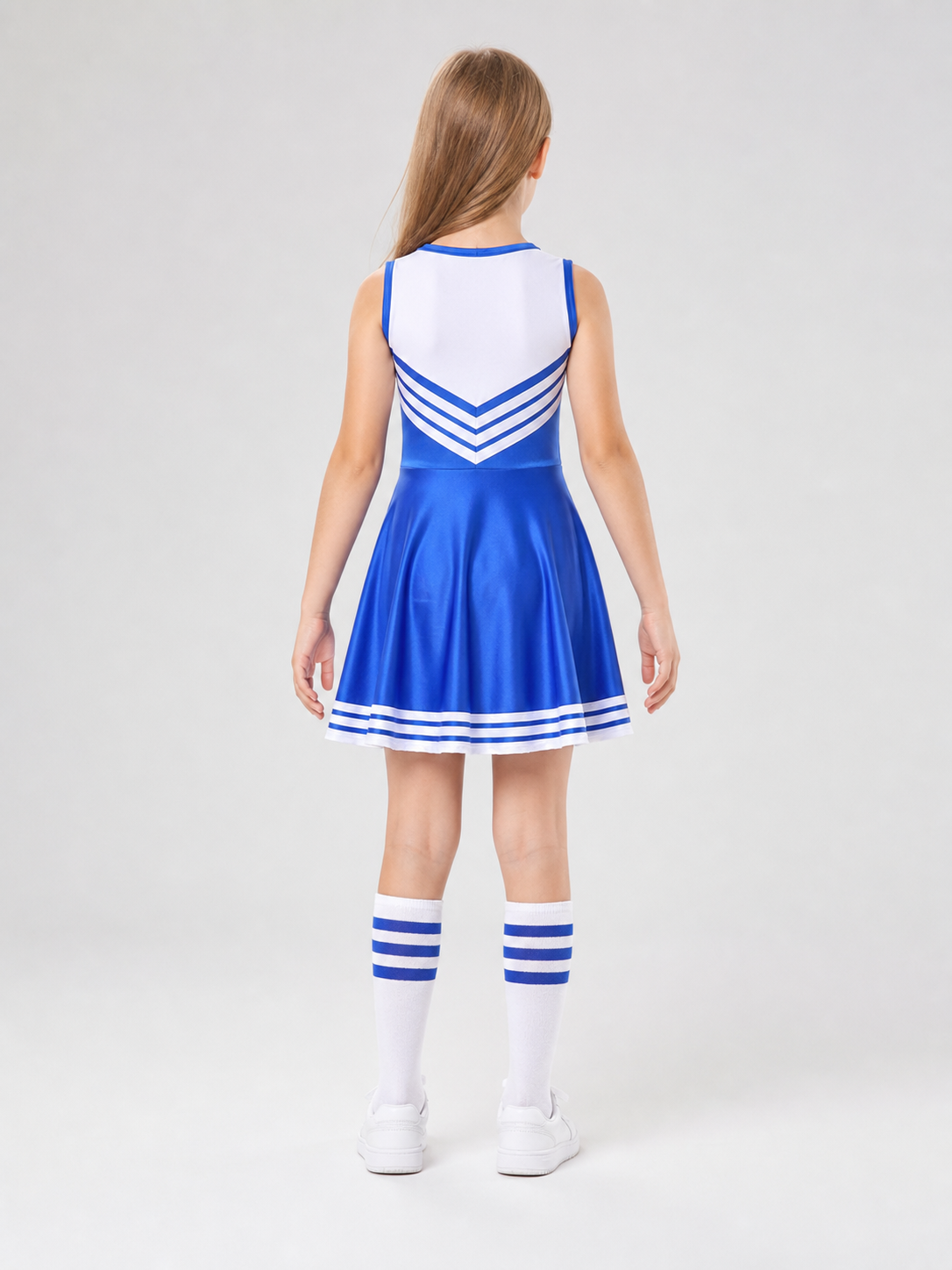 Cheerleading Costume with Pom-Poms and Knee-High Socks