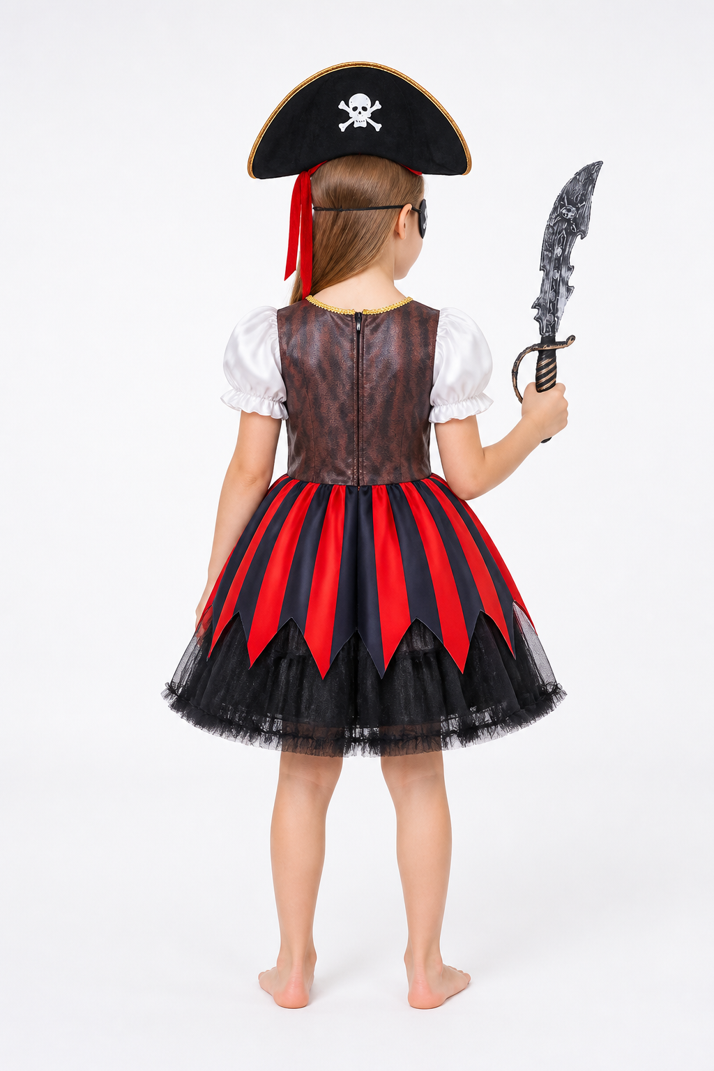 Halloween Pirate Costume with Dress and Hat back view