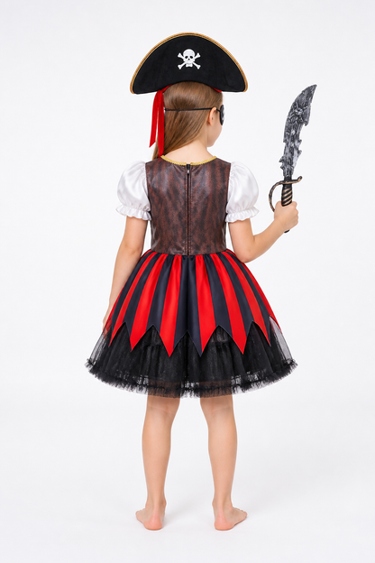 Halloween Pirate Costume with Dress and Hat back view