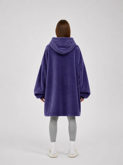 Flannel Blanket with Sleeves, Hood, and Large Pocket back view