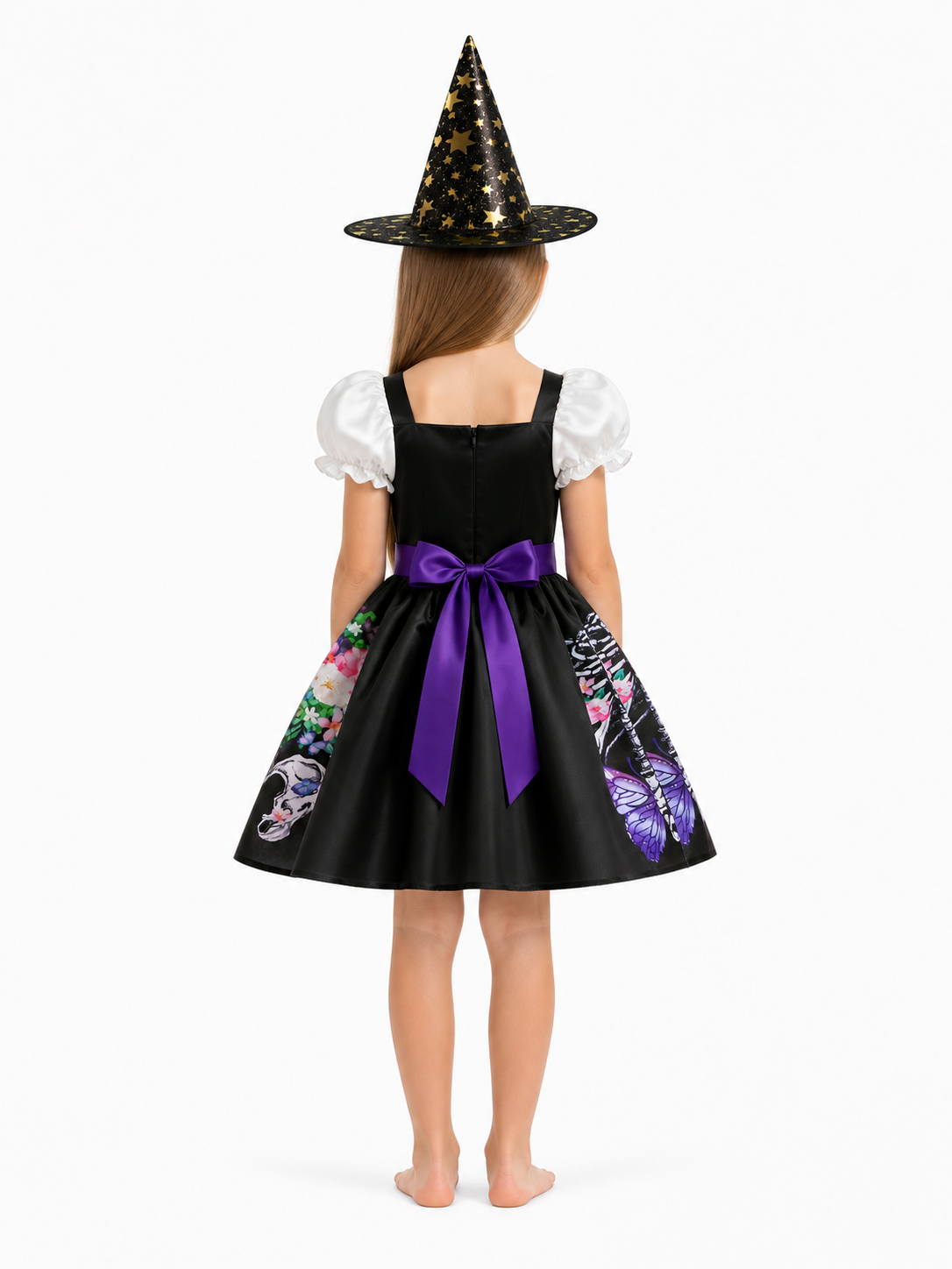 Carnival Costume Set: Witch Dress and Hat back view