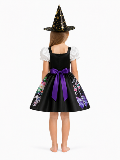 Carnival Costume Set: Witch Dress and Hat back view