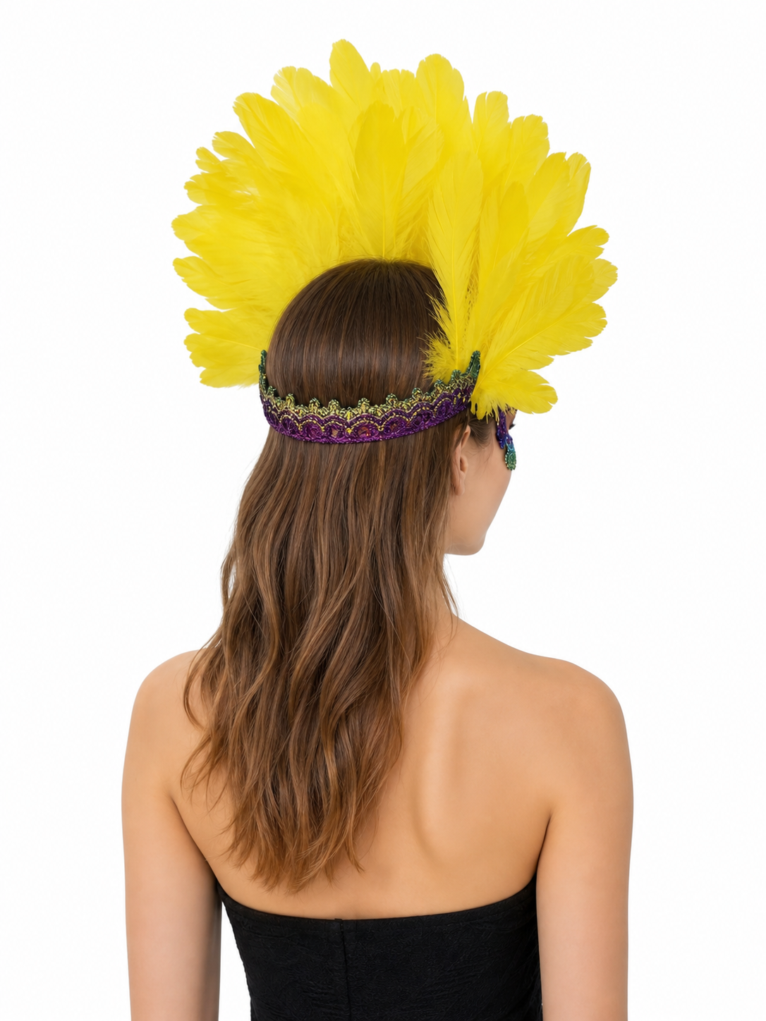 Carnival headpiece with yellow feathers