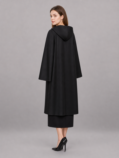 Long black hooded costume cape